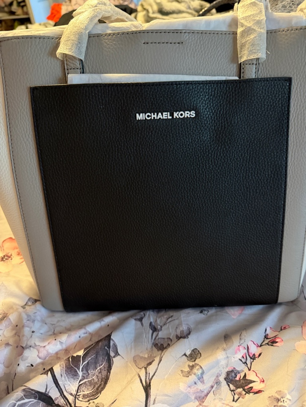 Michael Kors Two-Tone Tote — Black & Light Gray